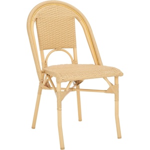 image:imageSAFAVIEH Outdoor  Torino Bistro Chair Set of 2  White  Faux Wicker amp Aluminum Frame  Bistro Side Chair Design  Ideal for Patio Deck Sunroom Dining Area 18 Seat Height PAT7550CSET2Natural Wash