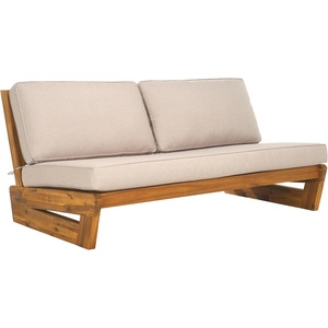 image:imageSAFAVIEH Outdoor Collection Chester NaturalLight Grey Cushion Solid Wood 2Seater Sofa