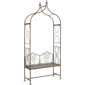 image:imageSAFAVIEH Outdoor Collection Eloise Victorian Antique Dark Green Wrought Iron Garden Arch ArborRustic Blue