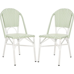 image:imageSAFAVIEH Outdoor Collection Oliver GreenWhite Bistro Chair Set of 2 Fully Assembled