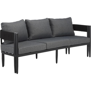 image:imageSAFAVIEH Outdoor Collection Viola Black amp Grey Curved Back 3Seater SofaBlackGrey