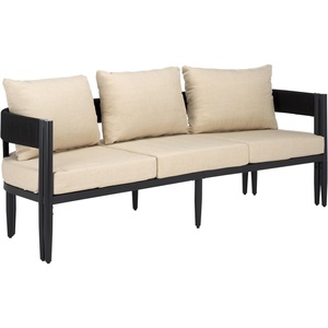 image:imageSAFAVIEH Outdoor Collection Viola Black amp Grey Curved Back 3Seater SofaBlackTaupe