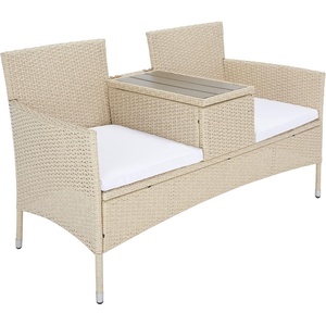 image:imageSAFAVIEH Outdoor Collection Viora NaturalWhite LoveseatBeigeWhite