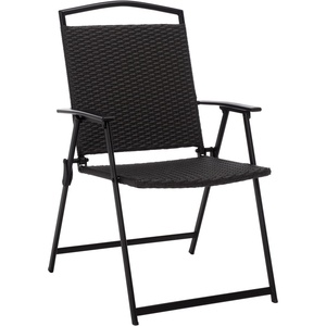 image:imageSAFAVIEH Outdoor Patio Furniture Collection  Dory Rattan Weave Folding Chair PAT6902BlackBlack