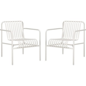 image:imageSAFAVIEH Outdoor Patio Furniture Core Black Metal Armchair Set of 2 Fully AssembledWhite