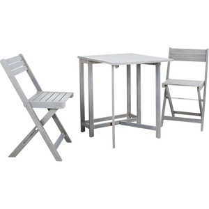 image:imageSAFAVIEH PAT6751A Outdoor Collection Gallo Teak Balcony Bistro SetAsh Grey