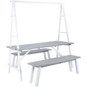 image:imageSAFAVIEH PAT6761A Outdoor Collection Willamy Natural and White 3Piece Dining SetAsh Grey