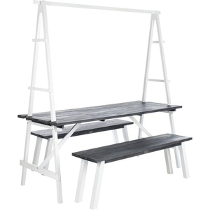 image:imageSAFAVIEH PAT6761A Outdoor Collection Willamy Natural and White 3Piece Dining SetDark Slate GrayWhite
