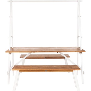 image:imageSAFAVIEH PAT6761A Outdoor Collection Willamy Natural and White 3Piece Dining SetNaturalWhite