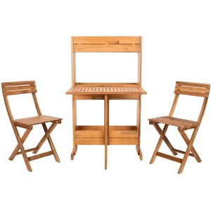 image:imageSAFAVIEH PAT7047A Outdoor Collection Barley Natural Flower Shelf 3Piece Bistro SetNatural