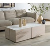 image:imageSAFAVIEH Couture Collection  Alanabella Sand amp White Marble Coffee Table Rectangular Accent Table Modern Design Fully Assembled SFV5552ASandWhite