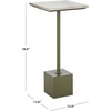 image:imageSAFAVIEH Couture Collection  Albertelli Olive Green Iron Accent Table Compact Drink Table Marble Top Pedestal Design SFV6807AOlive GreenWhite