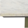 image:imageSAFAVIEH Couture Collection  Albertelli Olive Green Iron Accent Table Compact Drink Table Marble Top Pedestal Design SFV6807AOlive GreenWhite