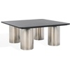 image:imageSAFAVIEH Couture Collection  Belynda Black Marble Top Coffee Table with Chunky Chrome Stainless Steel Legs Modern Accent Cocktail Table SFV9740ABlackChrome