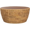 image:imageSAFAVIEH Couture Collection  Braylen Natural Rattan amp Glass Coffee Table Round Accent Table Fully Assembled CWK2021ANatural