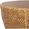 image:imageSAFAVIEH Couture Collection  Braylen Natural Rattan amp Glass Coffee Table Round Accent Table Fully Assembled CWK2021ANatural