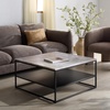 image:imageSAFAVIEH Couture Collection  Macklyn Light Brown Marble amp Black Metal Square Coffee Table Open Storage Shelf Fully Assembled SFV5769ALight BrownBlack