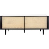 image:imageSAFAVIEH Couture Collection  Petroski French Cane Sofa Black Wood Frame with Natural Rattan Sides Modern Design DUP1007ABlackNatural