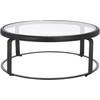 image:imageSAFAVIEH Couture Collection  Tyrese Black Metal Coffee Table Round Clear Glass Top Modern Minimalist Accent Table SFV3005ABlackClear