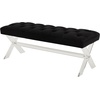 image:imageSAFAVIEH Couture Collection Tourmaline Black Velvet Tufted Acrylic XLeg Bench