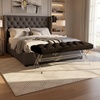 image:imageSAFAVIEH Couture Collection Tourmaline Black Velvet Tufted Acrylic XLeg Bench