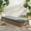 image:imageSAFAVIEH Couture Outdoor Collection Vincent NaturalDark Brown Wood Chaise Lounge ChairNaturalDark Grey