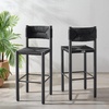 image:imageSAFAVIEH Couture Outdoor Patio Furniture Collection  Romona Tropical Bar Stool Set of 2 Brown Woven Rattan Design 30Inch Fully Assembled CPT4001BBlack