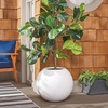 image:imageSAFAVIEH Outdoor  Mora Beige Finconstone Cement Round Planter Pot with Drainage Hole Fully Assembled PAT1534BWhite