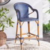 image:imageSAFAVIEH Outdoor Collection California White Bar Stool with Arms Fully AssembledNavy