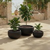 image:imageSAFAVIEH Outdoor Patio Furniture Collection  Anita Beige Planter Pot Set of 3 Fiber Clay Decorative Planters Ribbed Bowl Design Modern Indoor amp Outdoor Accent PAT4602BSET3Black
