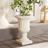image:imageSAFAVIEH Outdoor Patio Furniture Collection  Durham Brown Magnesium Oxide Pedestal Planter Pot Rustic WeatherResistant Garden Urn PAT5045BOff White