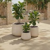 image:imageSAFAVIEH Outdoor Patio Furniture Collection  Sara Black Planter Pot Set of 3 Fiber Clay Decorative Planters Ribbed Rounded Design Indoor amp Outdoor Accent PAT4601ASET3Beige