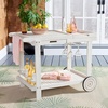 image:imageSafavieh Outdoor Collection Orland Natural Wood Tea Trolley CartWhite Wash