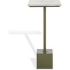 image:imageSAFAVIEH Couture Collection  Albertelli Olive Green Iron Accent Table Compact Drink Table Marble Top Pedestal Design SFV6807AOlive GreenWhite