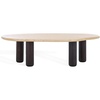 image:imageSAFAVIEH Couture Collection  Celestyn Travertine Top Coffee Table with Walnut Solid Wood Legs Modern Accent Cocktail Table SFV9737ATravertineWalnut