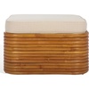 image:imageSAFAVIEH Couture Collection  Flanders Natural Rattan Pole Cocktail Ottoman with White Cushion Fully Assembled CWK2019ANaturalWhite