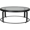 image:imageSAFAVIEH Couture Collection  Tyrese Black Metal Coffee Table Round Clear Glass Top Modern Minimalist Accent Table SFV3005ABlackClear