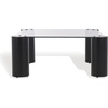 image:imageSAFAVIEH Couture Collection Robbie Natural Solid WoodTempered Glass Square Coffee TableBlack