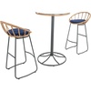 image:imageSAFAVIEH Outdoor Collection Lersa Natural RattanNavy Cushion 3Piece Bar Stool Patio Lounge Set with Table PAT9015B