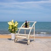 image:imageSAFAVIEH Outdoor Collection Lodi Black Acacia Wood Slatted Tea CartWhite Wash