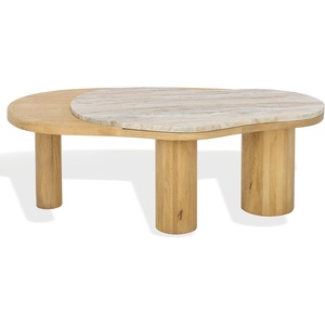image:imageSAFAVIEH Couture  Feliciabeth Coffee Table  Natural Marble amp Light Brown Solid Wood  Ideal for Living Room Family Room 473 W x 274 D x 168 H SFV5772ANaturalLight Brown