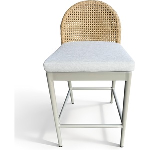 image:imageSAFAVIEH Couture  Outdoor Rosalind 25Inch Counter Stool  Light Grey Cushion amp Beige Aluminum Frame  Woven Back Design Fully Assembled  Ideal for Patio Deck Backyard CPT4019ALight GreyBeige