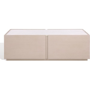 image:imageSAFAVIEH Couture Collection  Alanabella Sand amp White Marble Coffee Table Rectangular Accent Table Modern Design Fully Assembled SFV5552ASandWhite