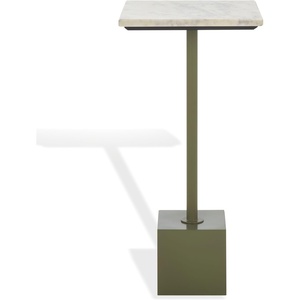 image:imageSAFAVIEH Couture Collection  Albertelli Olive Green Iron Accent Table Compact Drink Table Marble Top Pedestal Design SFV6807AOlive GreenWhite
