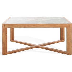 image:imageSAFAVIEH Couture Collection  Bernardi Walnut amp Brown Marble Top Coffee Table with Solid Wood Base Modern Accent Cocktail Table SFV9744BNaturalWhite