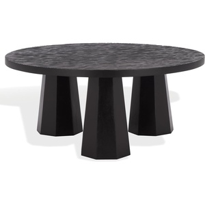 image:imageSAFAVIEH Couture Collection  Petra Clara Black Solid Wood Coffee Table Round 3Leg Design Sculptural Modern Statement SFV5790ABlack