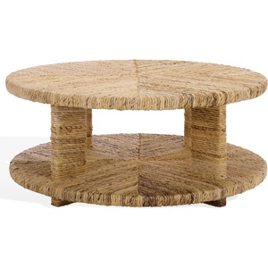 image:imageSAFAVIEH Couture Collection  Rolando Natural Abaca Coffee Table Round Woven Accent Table Fully Assembled CWK2027ANatural
