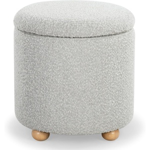 image:imageSAFAVIEH Couture Collection Becka Black BoucleNatural Round Storage Ottoman Fully AssembledGreyNatural