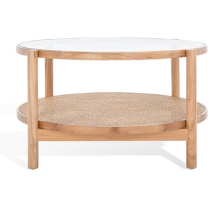 image:imageSAFAVIEH Couture Collection Karyna Natural Solid Wood RattanGlass Coffee TableClearNatural