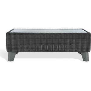 image:imageSAFAVIEH Couture Collection Margarita Natural Brown Faux Wicker Rectangle IndoorOutdoor Coffee Table Fully AssembledDark Grey